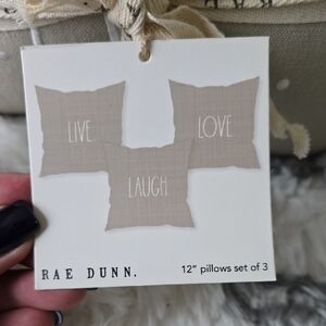 Rae Dunn Beige 'Live Love Laugh' Pillow Set